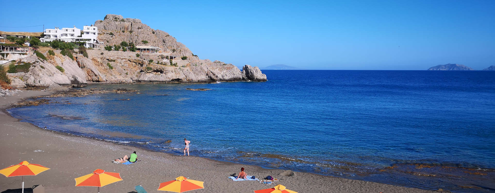 The sandy beach at Agios Pavlos just down from Yoga Rocks retreat