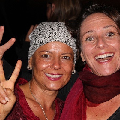 connie and martina at yoga rocks