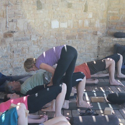 setubandasana with block yoga rocks retreatwithlauragilmore