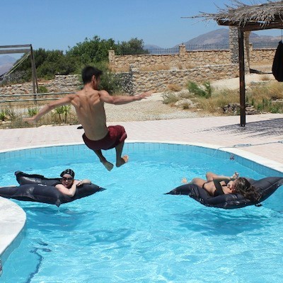 yoga holiday pool action