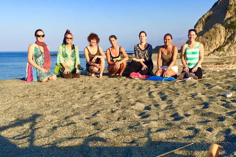 Gayatri chanting on Triopetra beach