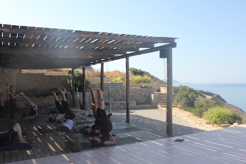 Inversions on yoga retreat Crete
