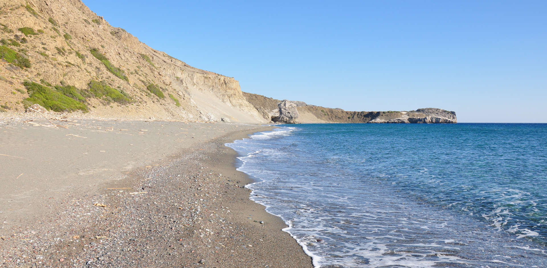 The wild beach over the dune from Yoga Rocks retreat Crete