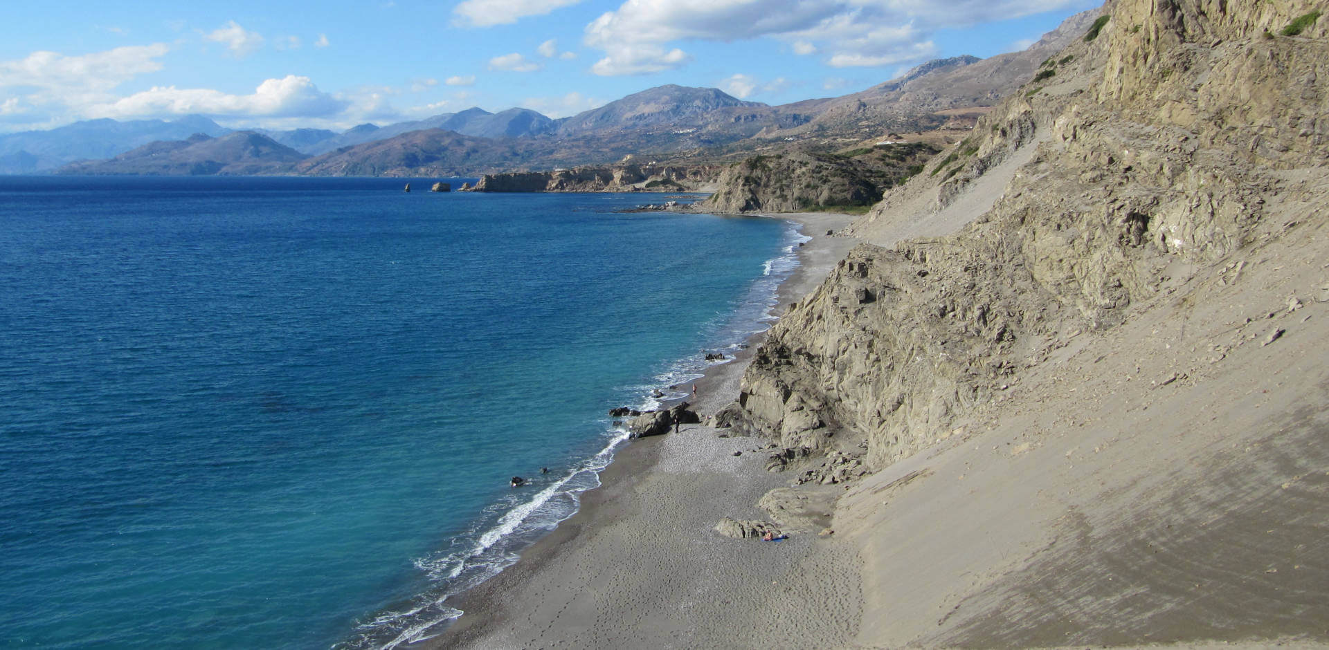 View of the big dune towards Triopetra and the wild beaches near Yoga Rocks Agios Pavlos