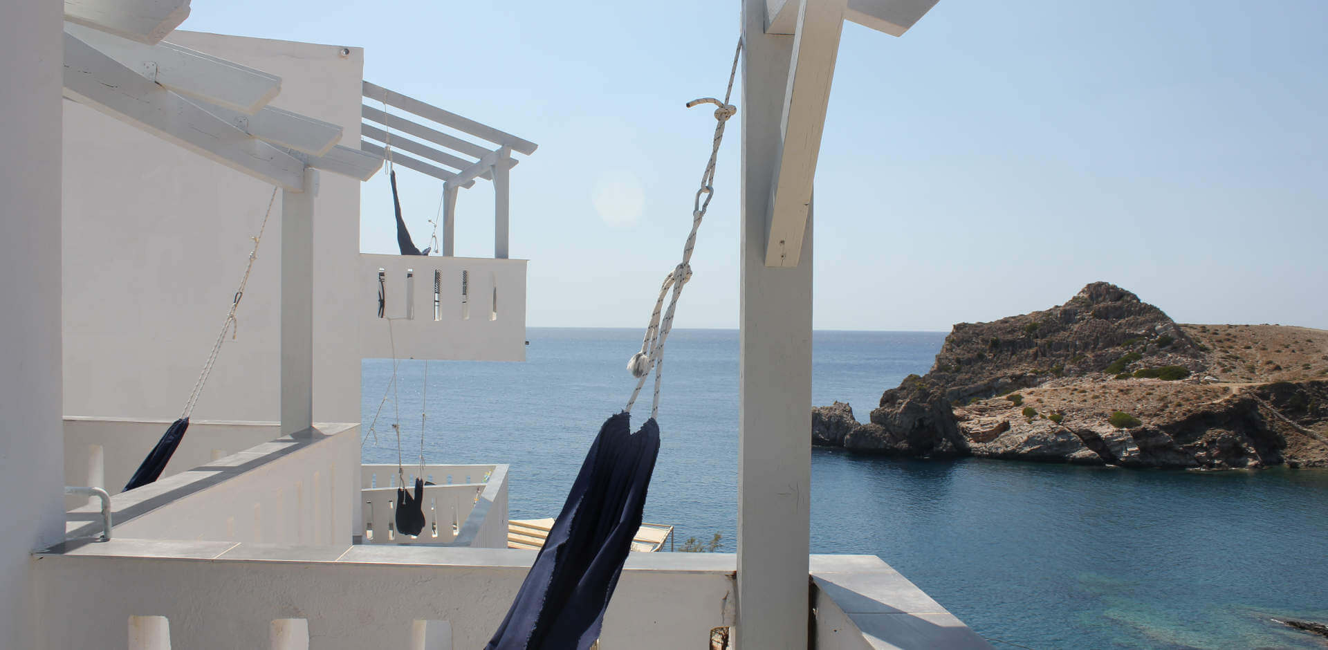 Yoga Rocks retreat balcony rooms over looking the dragon bay at Agios Pavlos Crete