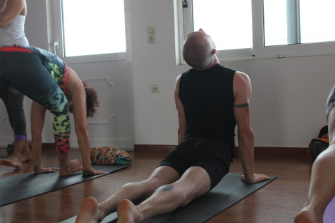 Ashtanga up dog on yoga holiday Crete