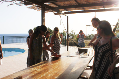 Toast before Friday night out on yoga holiday