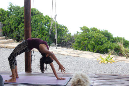Bridge pose at Triopetra on yoga retreat