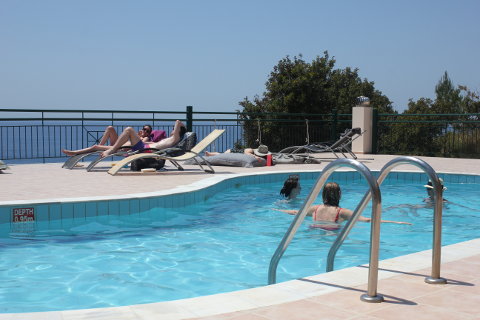 Chilling around the pool at Yoga Rocks