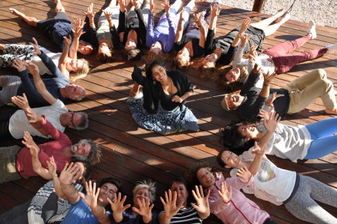 Reema Datta and her yoga retreat crew in Crete