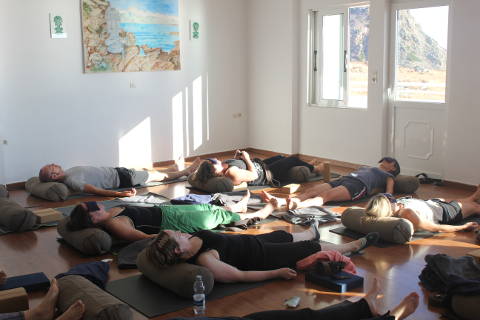 Sunny savasana at Yoga Rocks