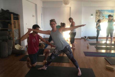 Triangle pose in asana lab with Simon Park