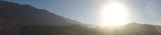 The sun comes up on the mountains behind Yoga Rocks retreat