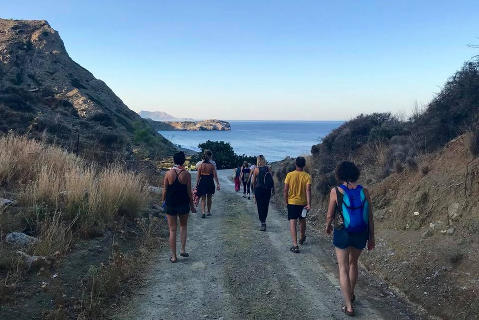 Silent walk to the beach for morning chanting