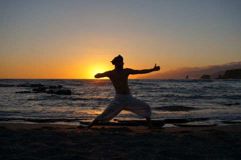 Triopetra rocks at sunset with warrior 2