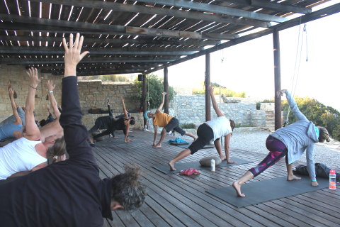 Easy twist with Sky at Yoga Rocks Crete