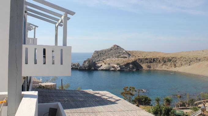 Yoga Rocks at Agios Pavlos view to sea from balcony