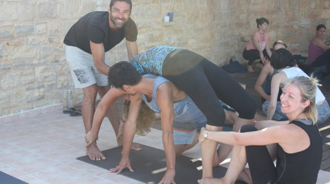 Simon Park teaches a back bend workshop at Yoga Rocks, Crete