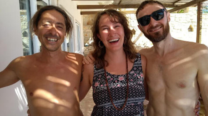 Phil, Morag and Ian at Yoga Rocks retreat,Crete