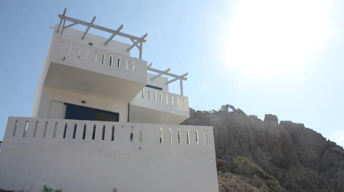 Balconies overlooking the sea at Yoga Rocks, Crete
