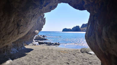 The secret beach is the nearest spot for swimming 2 minutes from Yoga Rocks Crete