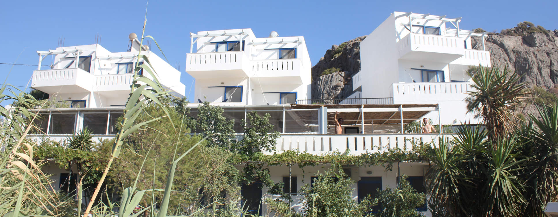 The balconies and terraces of Yoga Rocks Crete