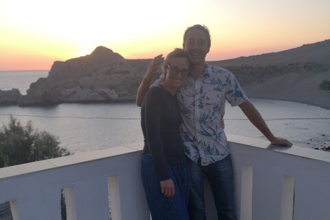 Helen and Phil at Yoga Rocks Crete on Agios Pavlos bay