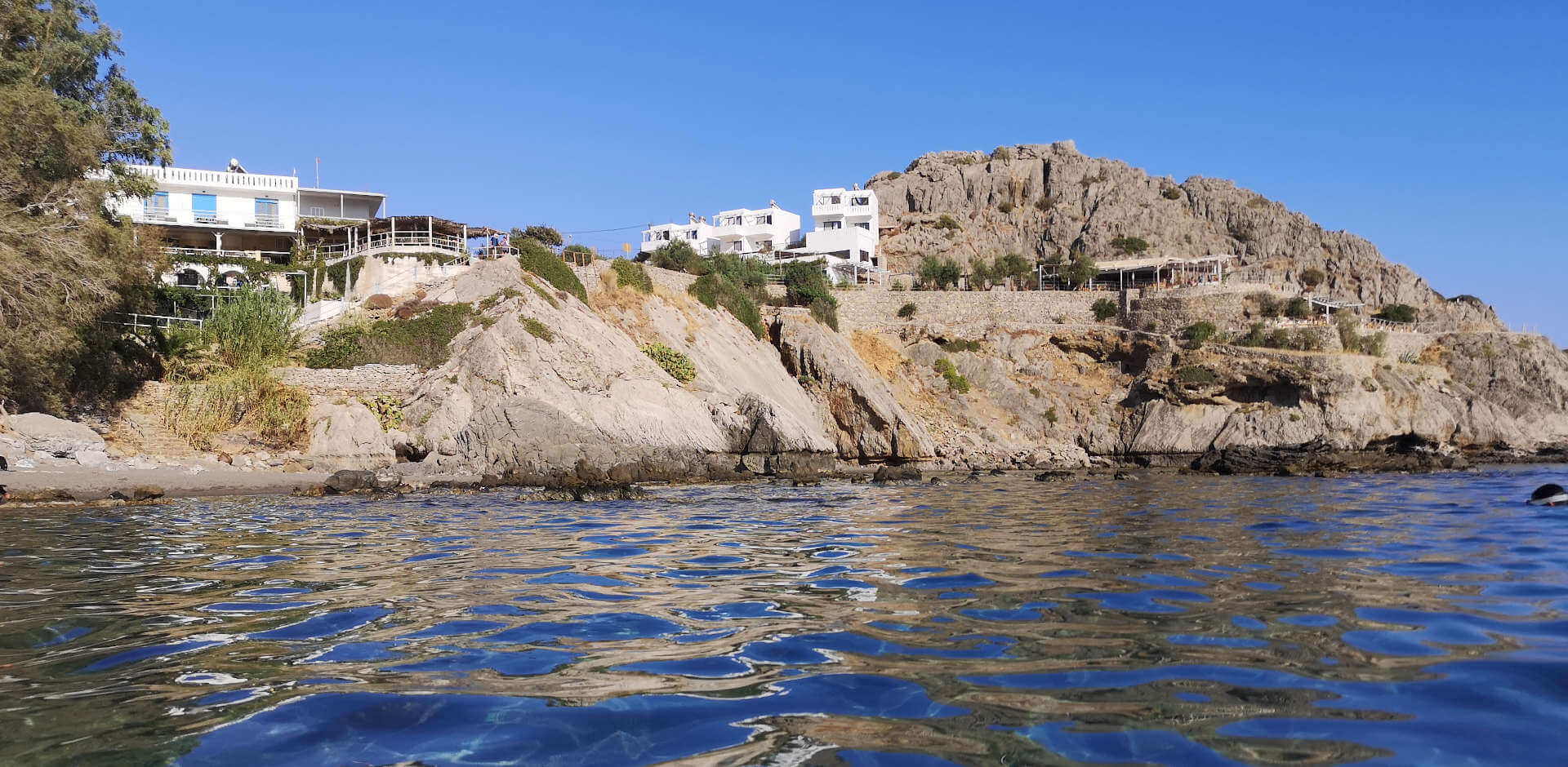 Yoga Rocks retreat right by the beach on Agios Pavlos bay Crete