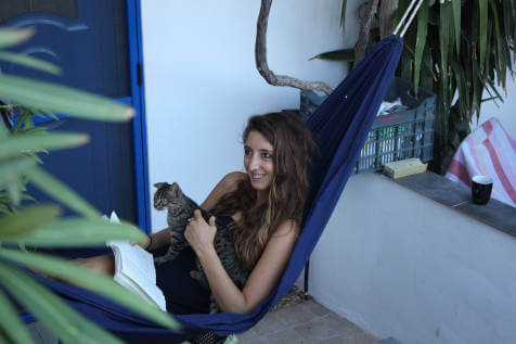 Hammocks at Yoga Rocks retreat Crete with Bryony and Lila Mogwai