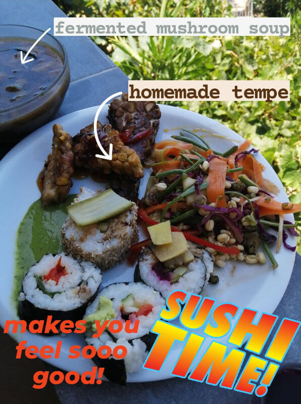 Sushi day at Yoga Rocks with homemade tempeh