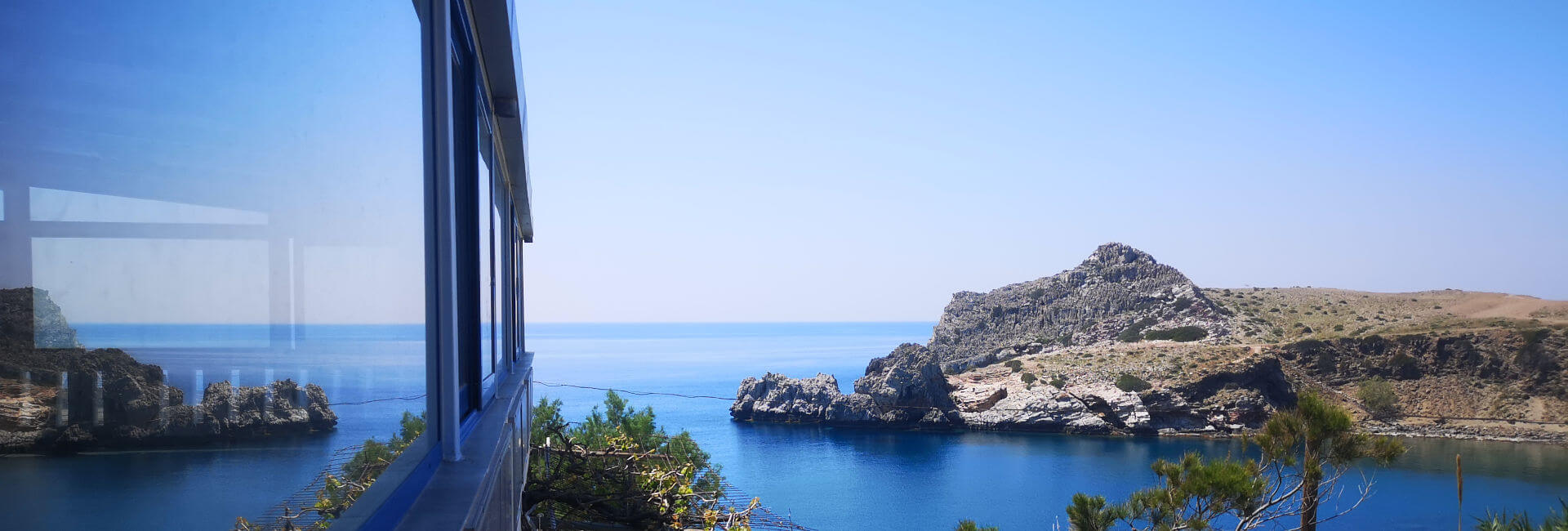 Looking out over Agios Pavlos bay from yoga shala