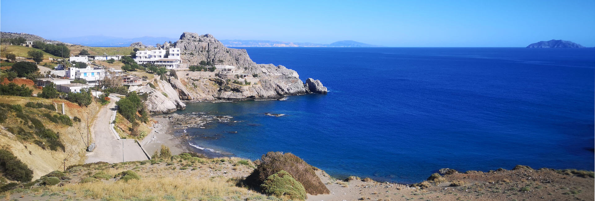 View to the retreat from across the Agios Pavlos bay