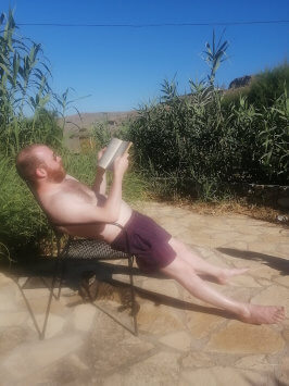 Reading in the sun on retreat