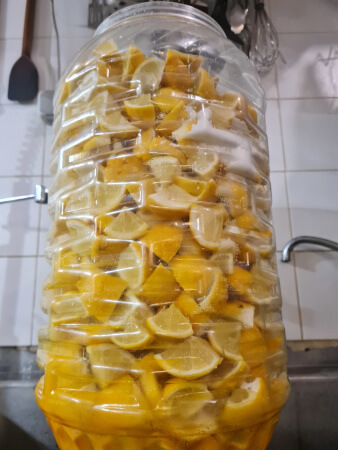 Lemons ready to marinade for sweet and sour spicy pickle