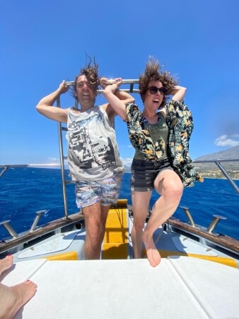 Josie and Karl on Yoga Rocks boat trip