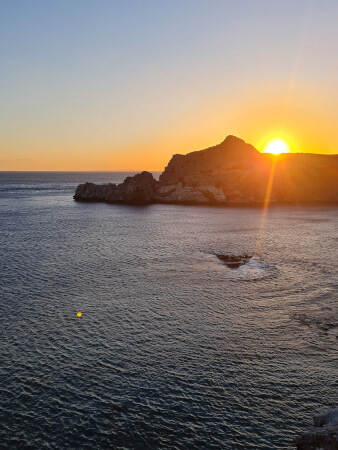 The remarkable sleepy dragon rock formation in Agios Pavlos bay