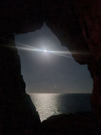 The moon from the big cave at Agios Pavlos