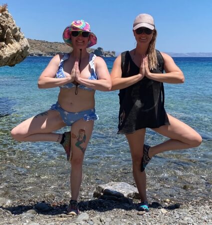 Vrksasana on the beach in Crete